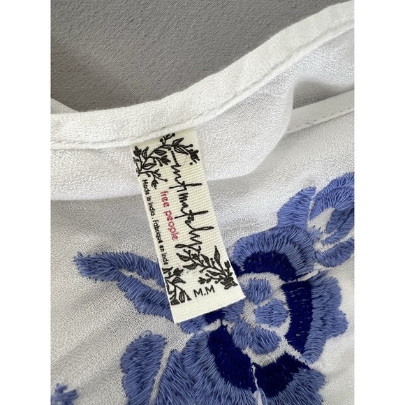Free People Aida Slip Dress Size M  Womans White Floral Embroidered  Boho Hippie - Picture 12 of 15